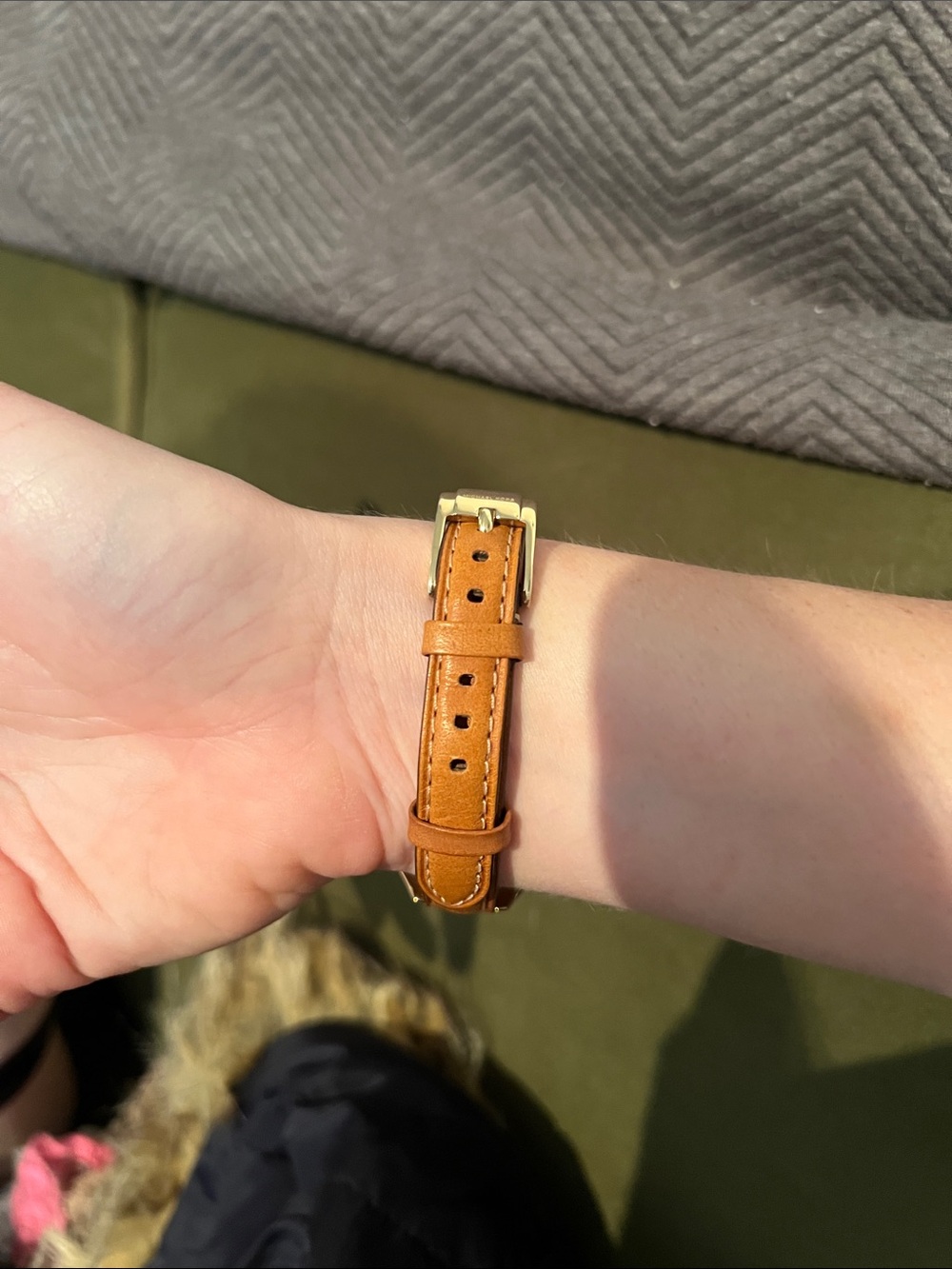 Michael Kors Gold-Tone Watch with Tan Leather Strap and MK Logo Dial - Picture 3 of 6